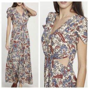 Walter Baker | Jada Maxi Cutout Dress in Dancing Lotus | Red/Blue | 2